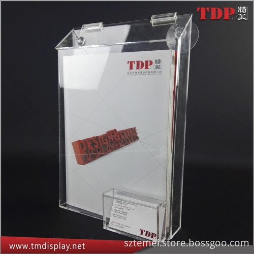 Manufacturer Outdoor Magazine Holder with Business Card Pocket with Two Suction Cups for Windows - Clear